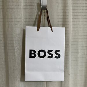 HUGO BOSS White Tan Black Small Shopping Gift Tote Bag with Extra Tags